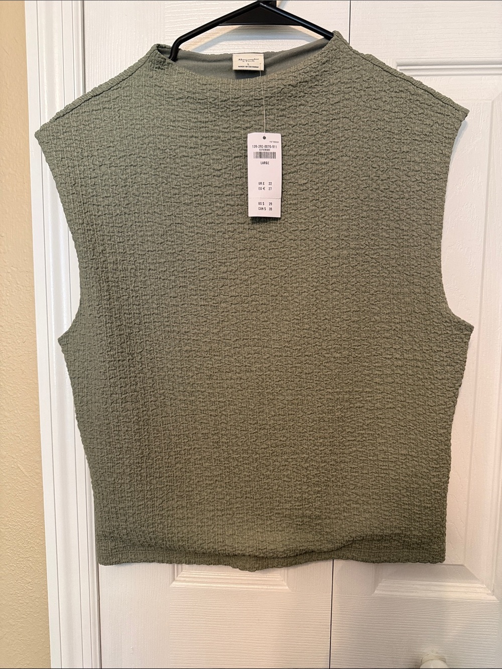 Abercrombie & Fitch Textured Olive Green Sleeveless Tank